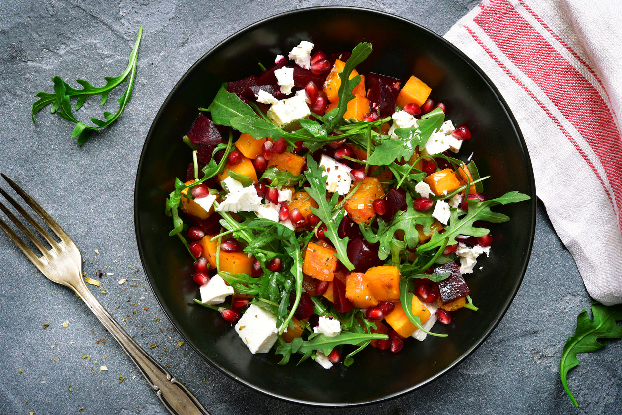 Pumpkin, Pomegranate & Chevre Salad